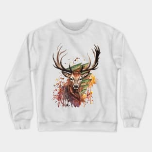 Deer Stag Head Realistic Animal Art Crewneck Sweatshirt